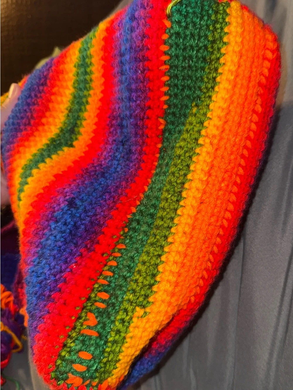 Handmade Rainbow Crochet Shoulder Bag - Bright Multicolor (Handmade by me)